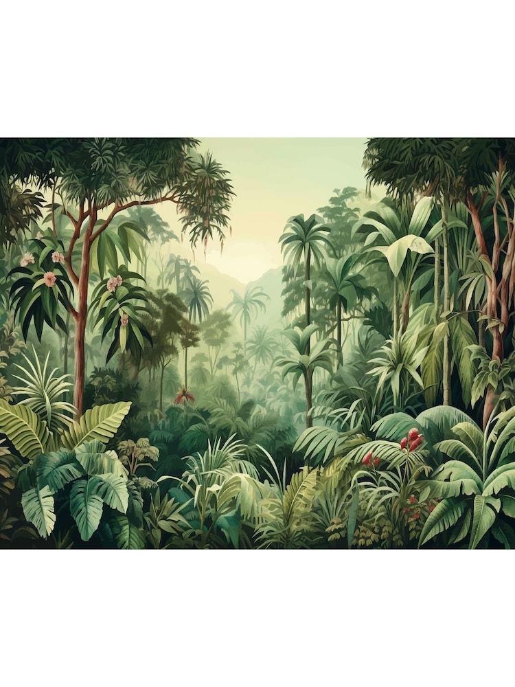 Origin Murals Forest Green Jungle Trees Wall Mural - Image 2 of 2