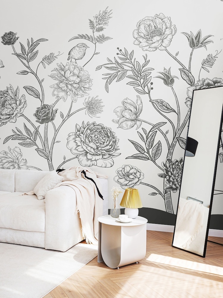 Origin Murals Black and White Skeleton Leaf 2.8m x 3.5m Wall Mural - Image 1 of 3 Origin Murals Black and White Skeleton Leaf 2.8m x 3.5m Wall Mural - Image 1 of 3
