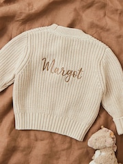 My 1st Years Personalised Oatmeal Knitted Cardigan - Image 1 of 3