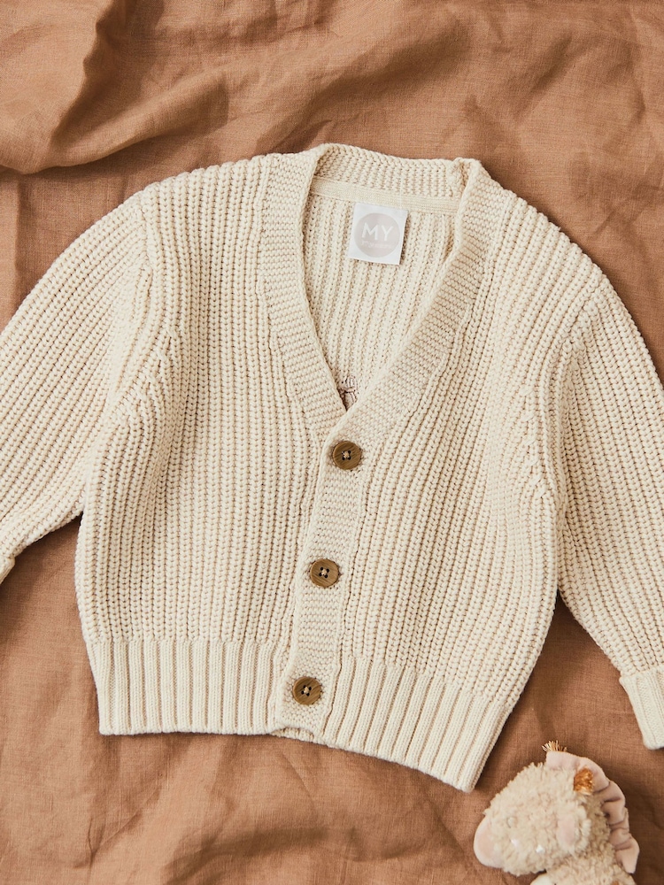 My 1st Years Personalised Oatmeal Knitted Cardigan - Image 2 of 3