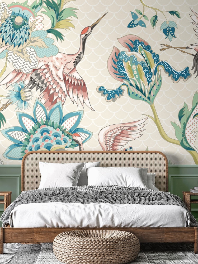 Origin Murals Cream Cranes in Flight 2.8m x 3.5m Wall Mural - Image 1 of 2
