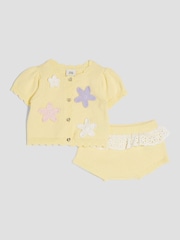 River Island Yellow Baby Girls Crochet Floral Print 3D Set - Image 1 of 5