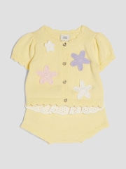 River Island Yellow Baby Girls Crochet Floral Print 3D Set - Image 4 of 5