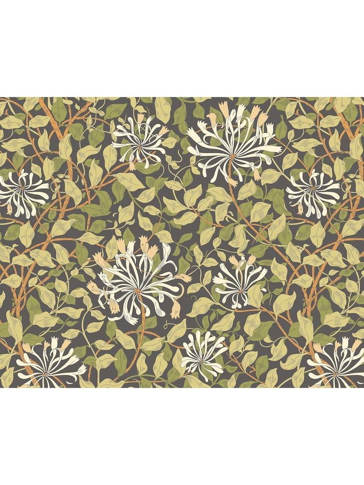 Origin Murals Black and Olive Green Honeysuckle A4 Wallpaper Sample - Image 1 of 1 Origin Murals Black and Olive Green Honeysuckle A4 Wallpaper Sample - Image 1 of 1