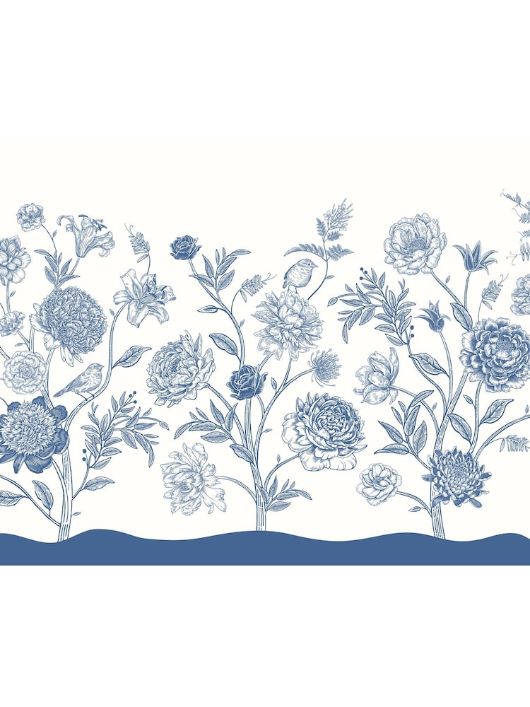 Origin Murals Navy Blue Jacobean Rose Trail A4 Wallpaper Sample - Image 1 of 1