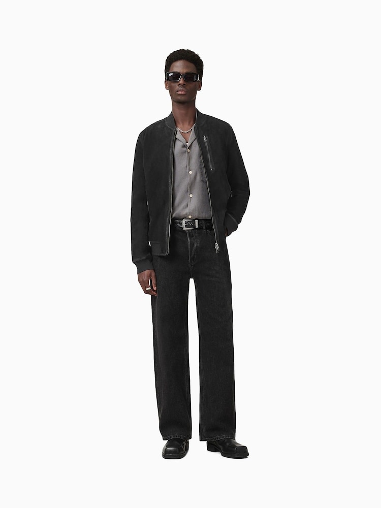 AllSaints Black Kemble Suede Bomber Jacket - Image 3 of 10