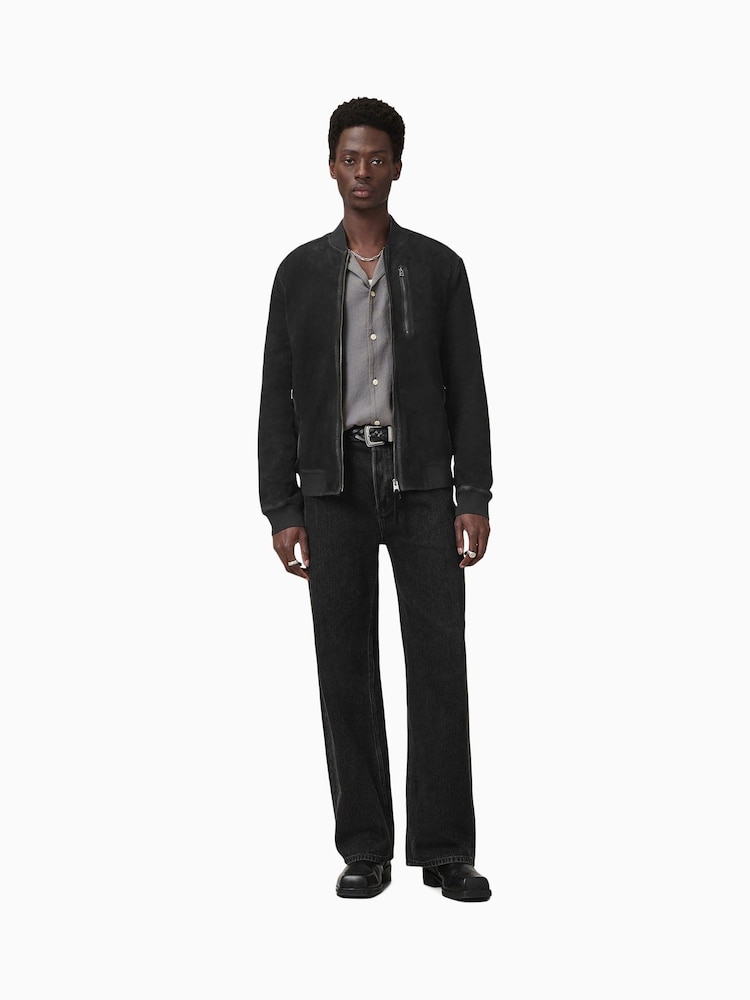 AllSaints Black Kemble Suede Bomber Jacket - Image 5 of 10