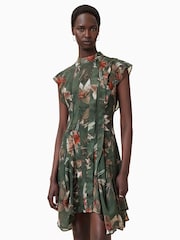 AllSaints Green Fleur Dress - Image 1 of 9