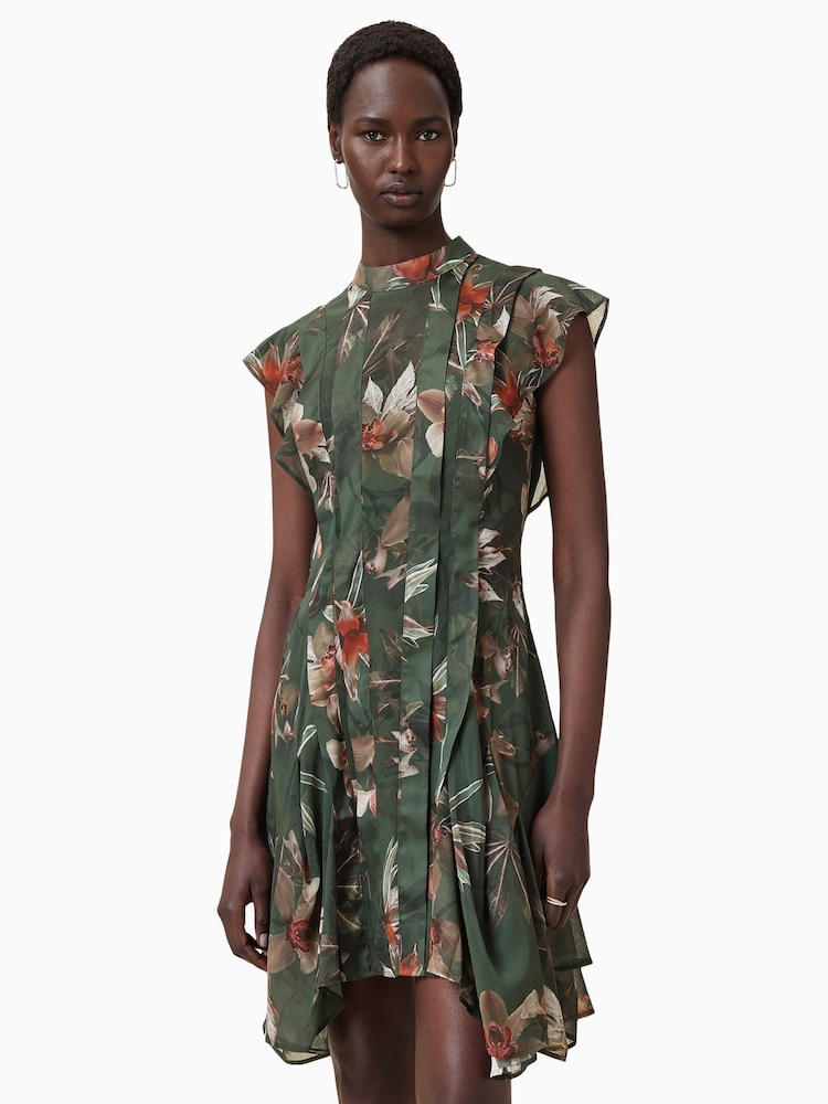 AllSaints Green Fleur Dress - Image 1 of 9