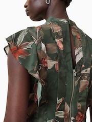 AllSaints Green Fleur Dress - Image 8 of 9