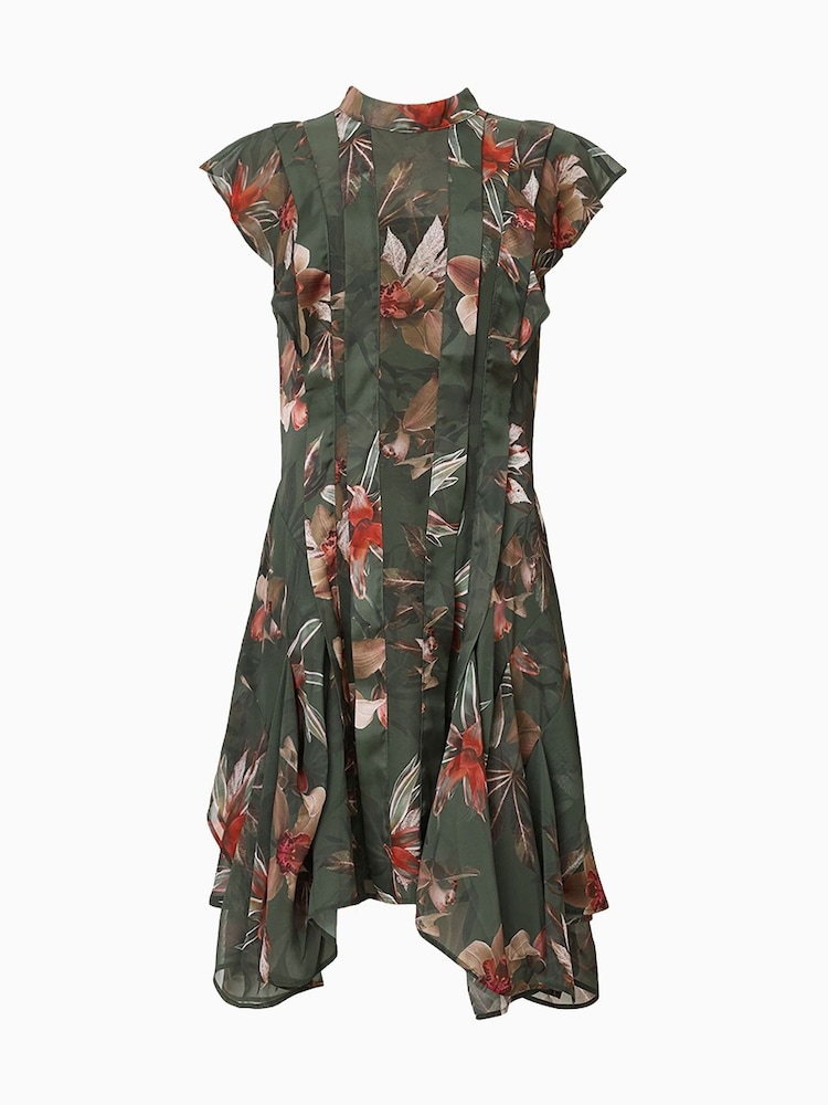 AllSaints Green Fleur Dress - Image 9 of 9