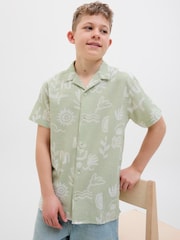 JACK & JONES Junior Green 100% Cotton Summer Print Short Sleeve Shirt - Image 2 of 5
