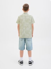 JACK & JONES Junior Green 100% Cotton Summer Print Short Sleeve Shirt - Image 3 of 5