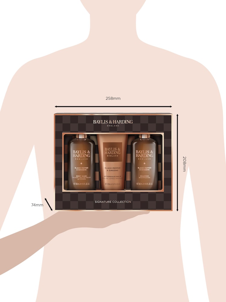 Baylis & Harding Black Pepper & Ginseng Mens Luxury Bathing Trio Gift Set - Image 5 of 5 Baylis & Harding Black Pepper & Ginseng Mens Luxury Bathing Trio Gift Set - Image 5 of 5