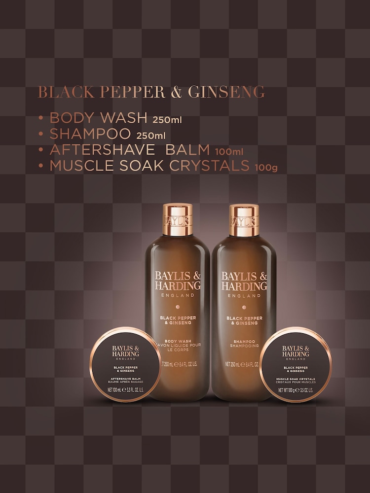 Baylis & Harding Black Pepper & Ginseng Mens Luxury Bath Kit Gift Set - Image 2 of 5 Baylis & Harding Black Pepper & Ginseng Mens Luxury Bath Kit Gift Set - Image 2 of 5