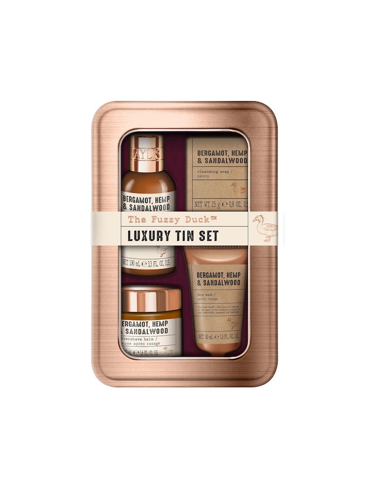 Baylis & Harding The Fuzzy Duck Bergamot, Hemp & Sandalwood Mens Luxury Grooming Tin Gift Set - Image 1 of 5 Baylis & Harding The Fuzzy Duck Bergamot, Hemp & Sandalwood Mens Luxury Grooming Tin Gift Set - Image 1 of 5