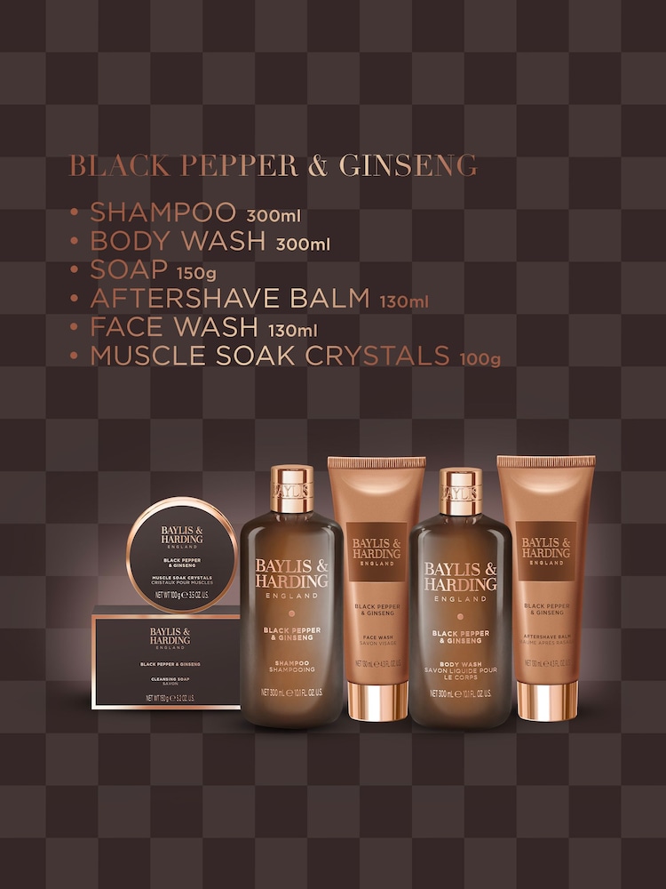 Baylis & Harding Black Pepper & Ginseng Mens Discovery Gift Set - Image 2 of 5 Baylis & Harding Black Pepper & Ginseng Mens Discovery Gift Set - Image 2 of 5