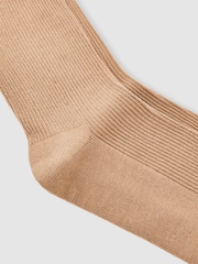 Reiss Taupe Rae Ribbed Frilly Socks - Image 2 of 3