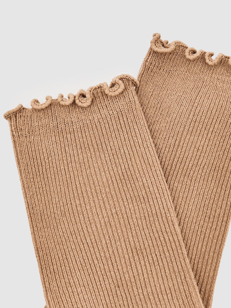 Reiss Taupe Rae Ribbed Frilly Socks - Image 3 of 3 Reiss Taupe Rae Ribbed Frilly Socks - Image 3 of 3