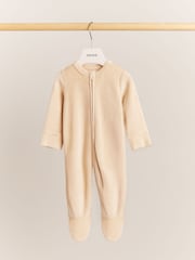 Reiss Neutral Charlie Cotton-Blend Velour Sleepsuit - Image 1 of 2