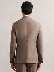 Reiss Brown Belmont Db Slim-Fit Double-Breasted Textured Suit Blazer With Wool - Image 5 of 7