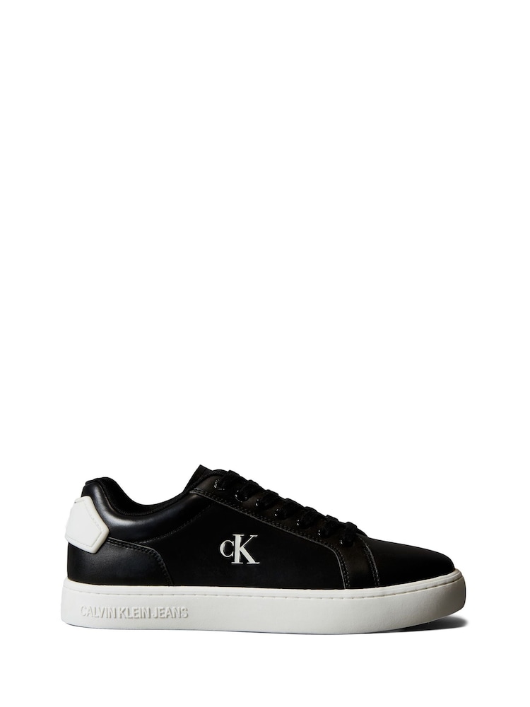 Calvin Klein Black Classic Cupsole Patch Leather Shoes - Image 1 of 5 Calvin Klein Black Classic Cupsole Patch Leather Shoes - Image 1 of 5