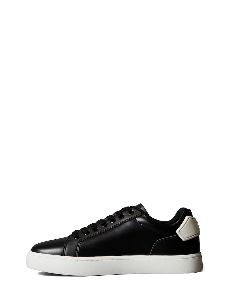 Calvin Klein Black Classic Cupsole Patch Leather Shoes - Image 2 of 5