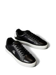 Calvin Klein Black Classic Cupsole Patch Leather Shoes - Image 3 of 5