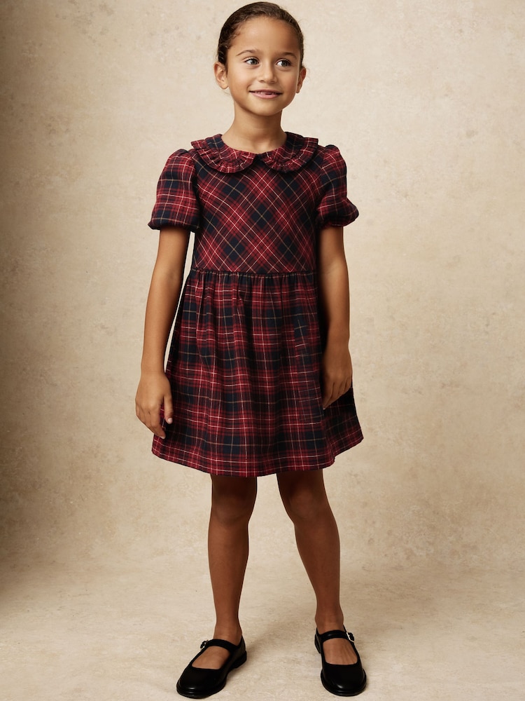 Buy Reiss Red Demi 9-13 yrs Cotton Peter-Pan Collar Tartan Dress