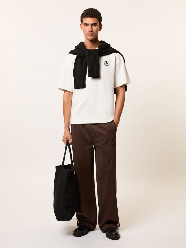 Reiss Off White Rainer Monogram Cotton Oversized T-Shirt - Image 1 of 7 Reiss Off White Rainer Monogram Cotton Oversized T-Shirt - Image 1 of 7