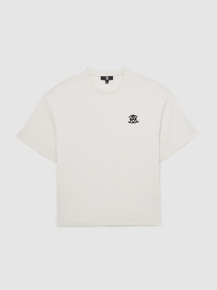 Reiss Off White Rainer Monogram Cotton Oversized T-Shirt - Image 2 of 7 Reiss Off White Rainer Monogram Cotton Oversized T-Shirt - Image 2 of 7