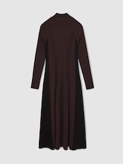 Plum Purple/preto - Vestido de malha canelada com cinto Reiss Zaya - Imagem 2 de 5