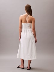 Calvin Klein White Cotton Twill Halter Dress - Image 2 of 5