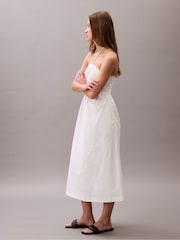 Calvin Klein White Cotton Twill Halter Dress - Image 3 of 5