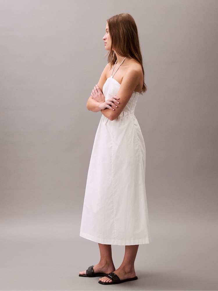 Buy Calvin Klein White Cotton Twill Halter Dress from Next USA