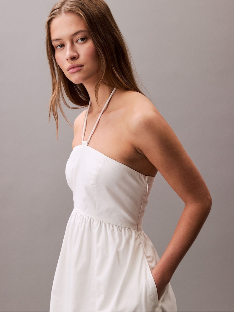 Buy Calvin Klein White Cotton Twill Halter Dress from Next Indonesia