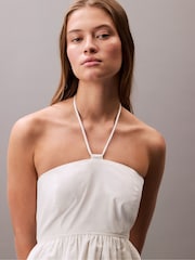Calvin Klein White Cotton Twill Halter Dress - Image 5 of 5