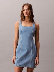 Calvin Klein Blue Denim Scoop Neck Dress - Image 1 of 5