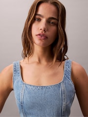 Calvin Klein Blue Denim Scoop Neck Dress - Image 5 of 5