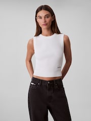 Calvin Klein White Viscose Nylon Crew Neck Vest - Image 1 of 5