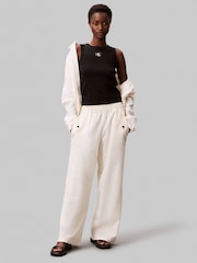Calvin Klein Yellow Linen Cargo Trousers - Image 3 of 5