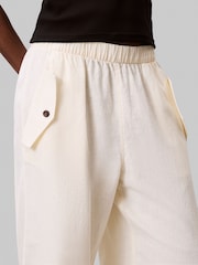 Calvin Klein Yellow Linen Cargo Trousers - Image 5 of 5