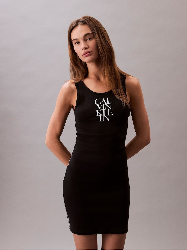 Calvin Klein Black Rib Tank Dress - Image 1 of 5
