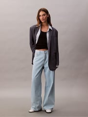 Calvin Klein Blue The Wide Leg Linen Aaron Jeans - Image 1 of 5