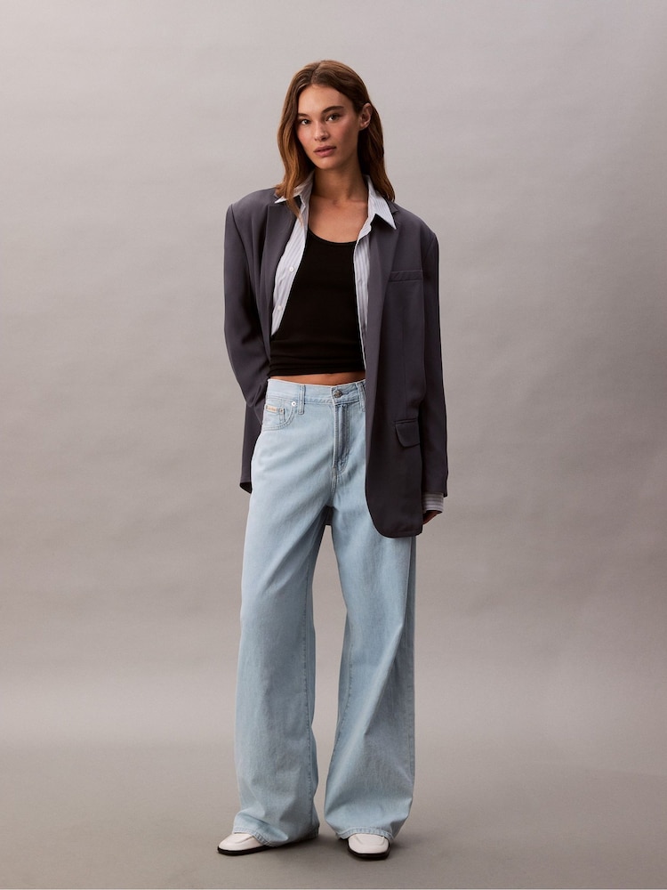 Calvin Klein Blue The Wide Leg Linen Aaron Jeans - Image 1 of 5