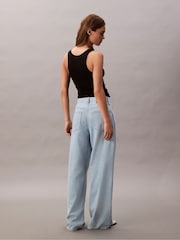 Calvin Klein Blue The Wide Leg Linen Aaron Jeans - Image 2 of 5