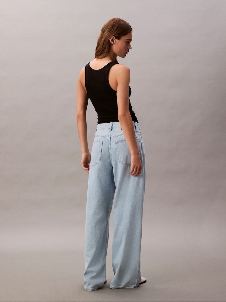 Calvin Klein Blue The Wide Leg Linen Aaron Jeans - Image 2 of 5