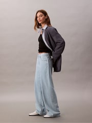 Calvin Klein Blue The Wide Leg Linen Aaron Jeans - Image 3 of 5