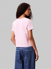 Calvin Klein Pink Short Sleeve Retro Logo Graphic Print T-Shirt - Image 2 of 4