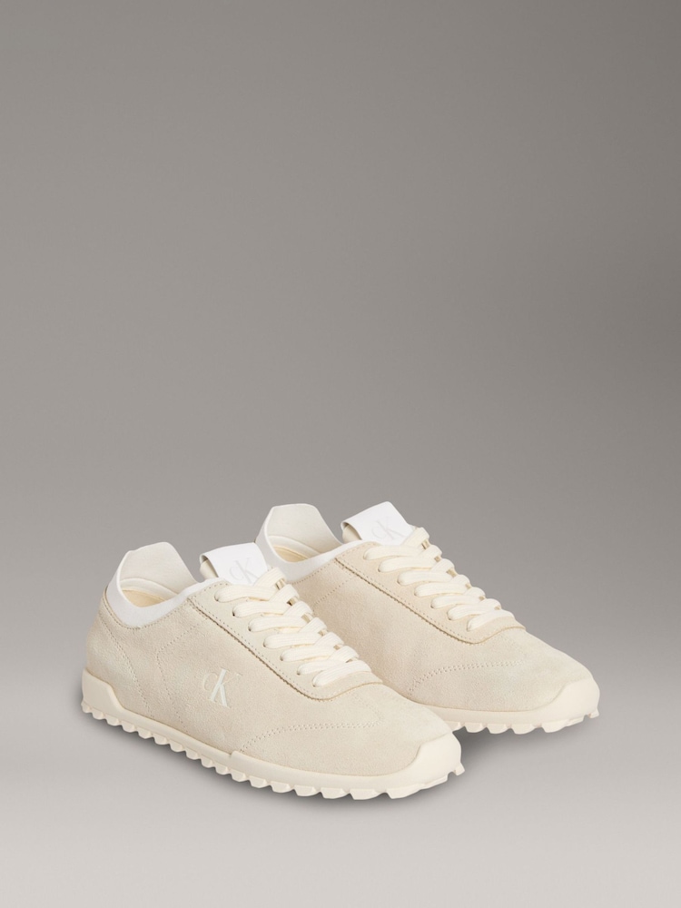 Calvin Klein White Low Profile Leather Runner Trainers - Image 2 of 5